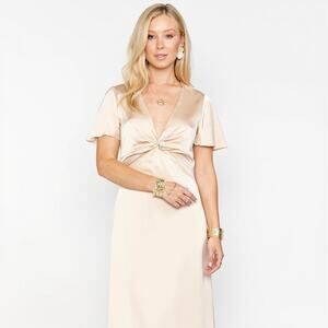 Show Me Your Mumu Rome Twist Gown Maxi Dress Champagne Luxe Satin Women Sz Small